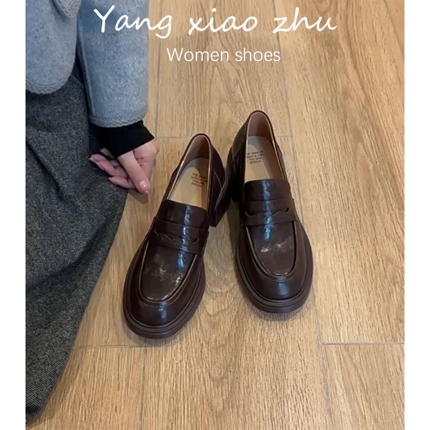 牛皮版~英伦风真皮乐福鞋女圆头一脚蹬百搭中跟小皮鞋春款单鞋,女鞋,乐福鞋（豆豆鞋）,淘宝优惠券,粉丝福利购,淘宝优惠卷