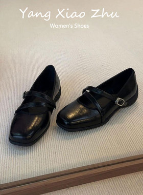 羊皮版~运动软底芭蕾鞋女配裙子绝美复古风玛丽珍鞋方头法式单鞋