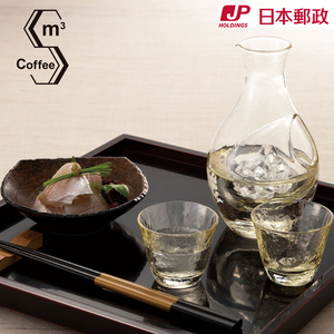 日本直寄东洋佐佐木手工日式酒壶玻璃分酒器套装锤目纹醒酒器包邮