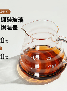 手冲咖啡壶云朵壶加厚耐热玻璃分享冰滴滤V60手冲挂耳小杯可加热