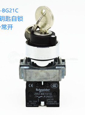 施耐德 两位钥匙选择开关 XB2BG21C XB2-BG21C 一常开旋钮1N0