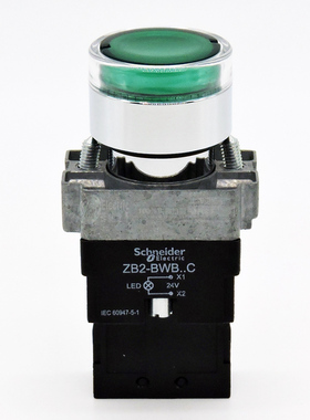 正品施耐德绿色带灯按钮B5C ZB2-BWB..C  ZB2-BE101C复位一开一闭