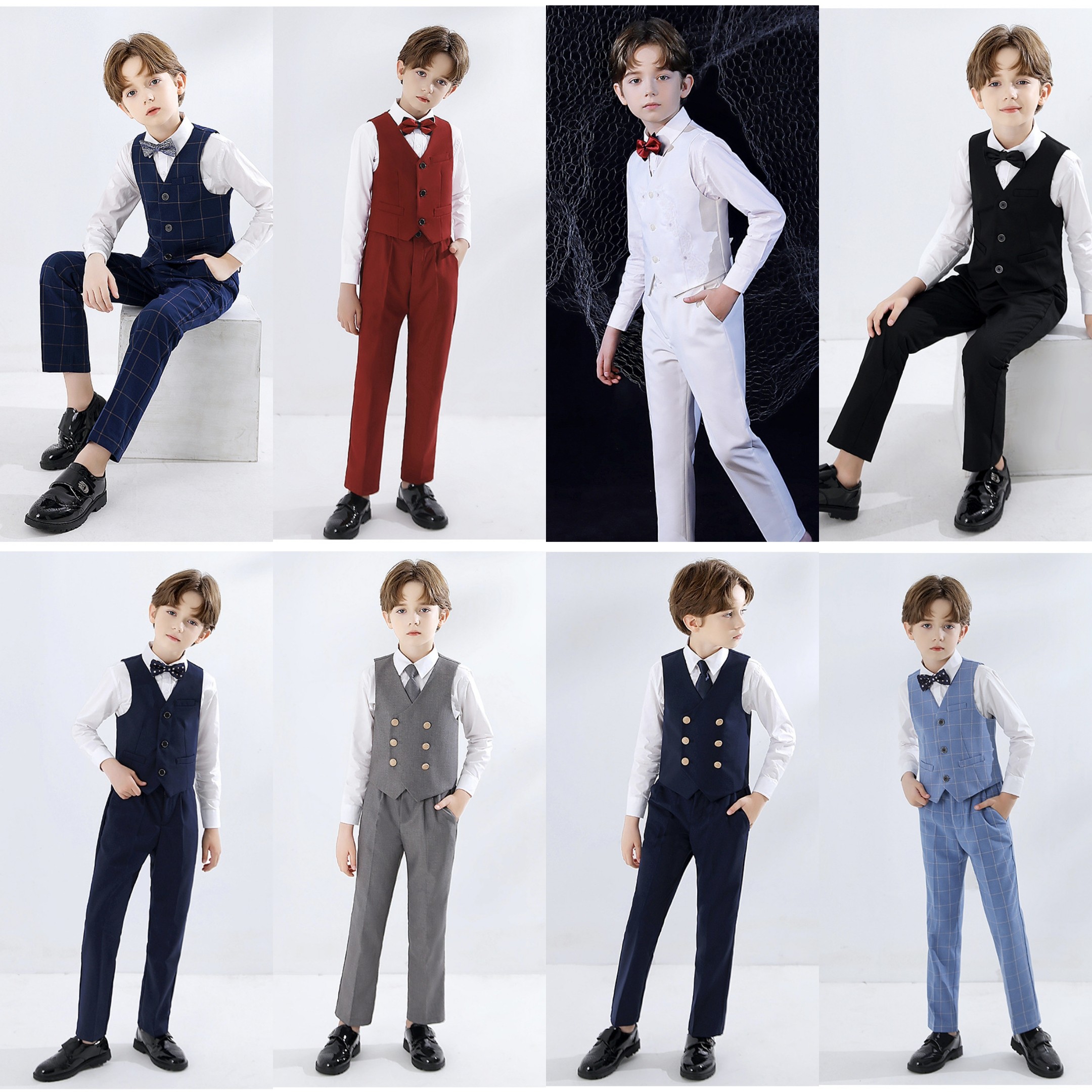 男童西装马甲套装儿童主持人礼服大童表演服装花童大码西服马背心