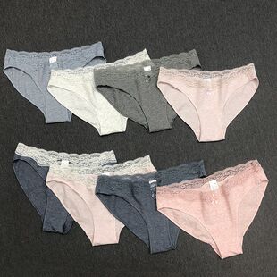 oysho家外贸女士甜美蕾丝花边低腰性感包臀三角内裤女生棉质短裤