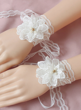 欧根纱刺绣立体花朵手绑带臂环
