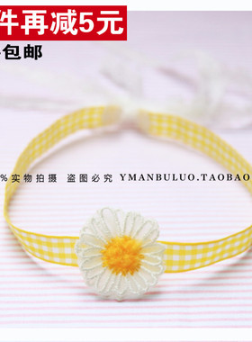 choker黄色格子织带手作风项圈