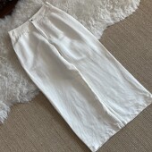 裤 重磅真丝裤 夏高腰宽松显瘦亚麻丝绸缎西装 桑蚕丝阔腿裤 子女长裤