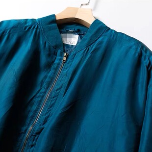 薄款夹克休闲男友棒球服潮短款ins外套女飞行员宽松真丝上衣