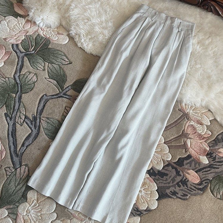 高个子阔腿裤女薄春秋新款千鸟格高腰西装裤真丝宽松柞蚕丝羊毛裤,女装/女士精品,大码裤装,淘宝优惠券,粉丝福利购,淘宝优惠卷