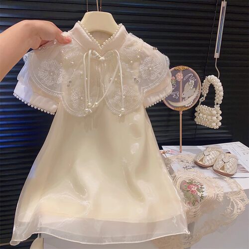 女童短袖旗袍连衣裙2023夏季