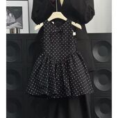 女童波点新款 女宝宝洋气淑女风连衣裙 韩版 背心公主裙2025夏装 新款