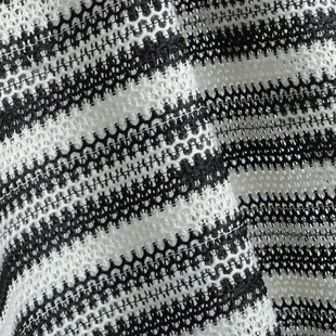 色织镂空针织布提花黑白条纹毛线罗纹网眼布料网格弹力打底衫面料