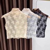 纱衣 网纱假领子女百搭假领毛衣内搭无袖 秋冬高领蕾丝打底衫 女薄款