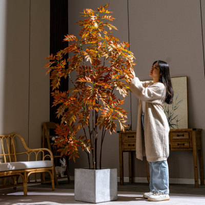 高级仿真漆木绿植大型假树室内仿生植物造景装饰花客厅摆件南天竹