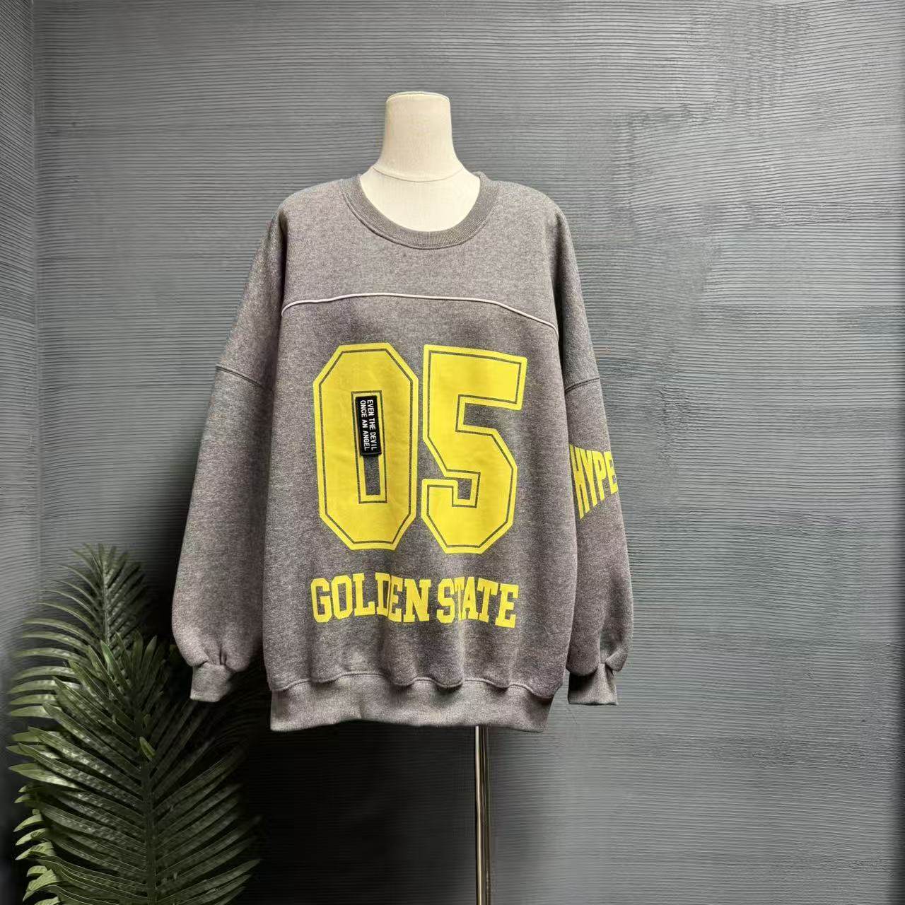 镜服饰冬季美式复古运动风数字印花圆领卫衣女宽松显瘦上衣10798