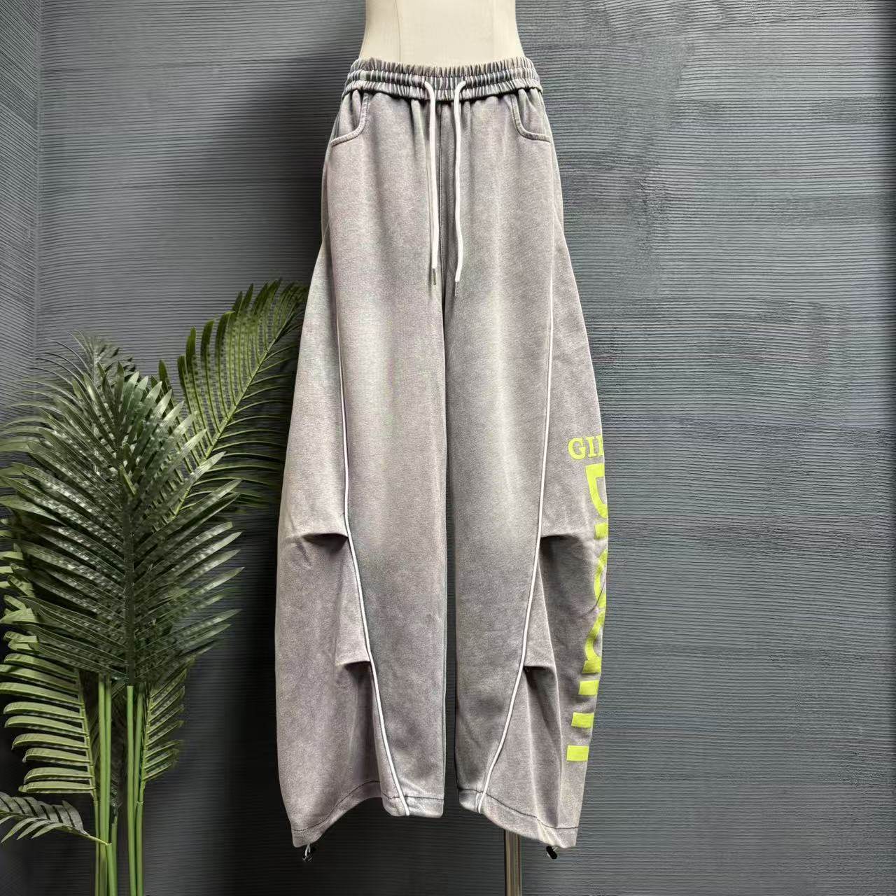 镜服饰2026秋季复古风高腰抽绳阔腿裤女宽松显瘦印花长裤20113,女装/女士精品,休闲裤,淘宝优惠券,粉丝福利购,淘宝优惠卷