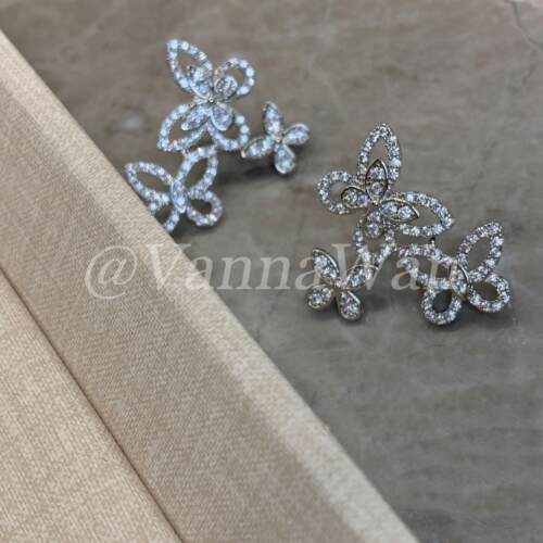 VanWan限定!幻影蝴蝶耳钉女贵气感满钻高级感多蝴蝶耳环仙气百搭