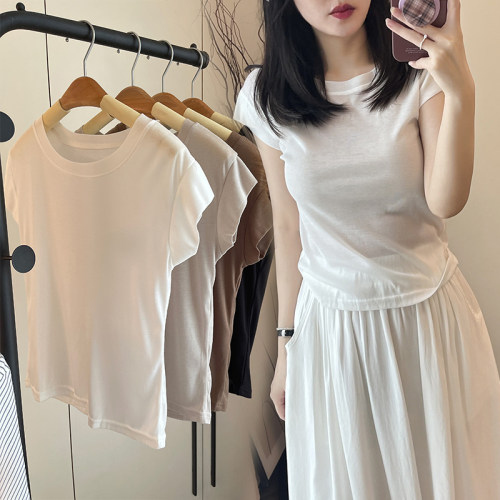 微透白色冰丝短袖T恤女夏薄款