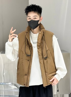 舱体式立体高蓬松白鸭绒加厚羽绒马甲男士冬季外穿保暖羽绒背心男