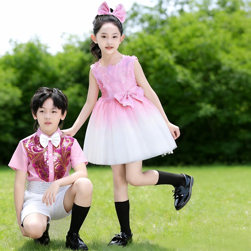 新款六一儿童演出服蓬蓬裙女童亮片纱裙幼儿园舞蹈公主裙表演礼服