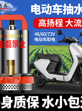 48v60v72v电动车电瓶车专用抽水泵家用直流潜水泵浇菜农用灌溉机