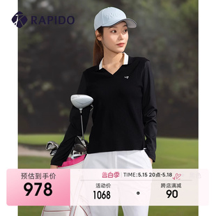 RAPIDO雳霹道2024年新品 运动休闲翻领毛衣 女士GOLF系列拼接毛衫