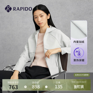 外套 插肩袖 加绒RAPIDO雳霹道冬季 女士拼接连帽修身