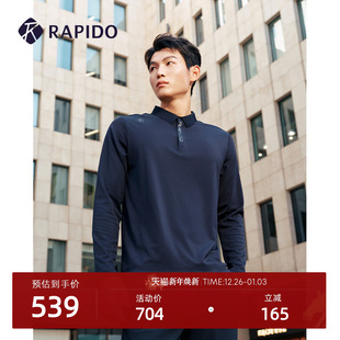简约微磨毛休闲内搭长袖 RAPIDO雳霹道25年秋冬男士 POLO衫 新品