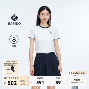 【钟楚曦同款】RAPIDO睿必度26春夏女士抗菌圆领短袖T恤雳霹道