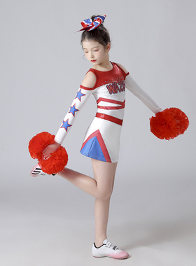 儿童啦啦操演出服拉拉队表演服女舞蹈服运动会健美操竞技比赛服装