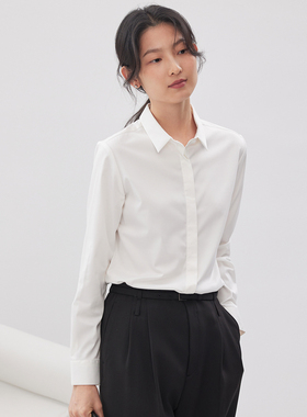 宿·色白衬衫女长袖职业正装春季新款通勤正肩工作服面试衬衣