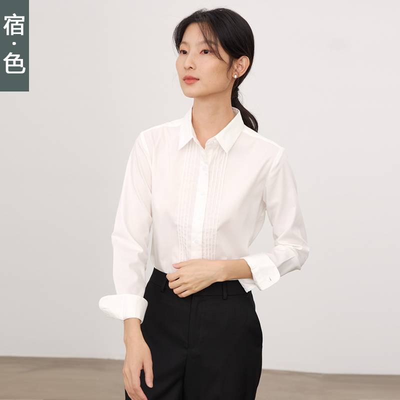 宿色职业正装长袖面试衬衫