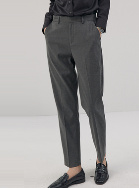 宿·色黑色西装裤女春秋烟管松紧中腰显瘦工作裤子职业垂感休闲裤