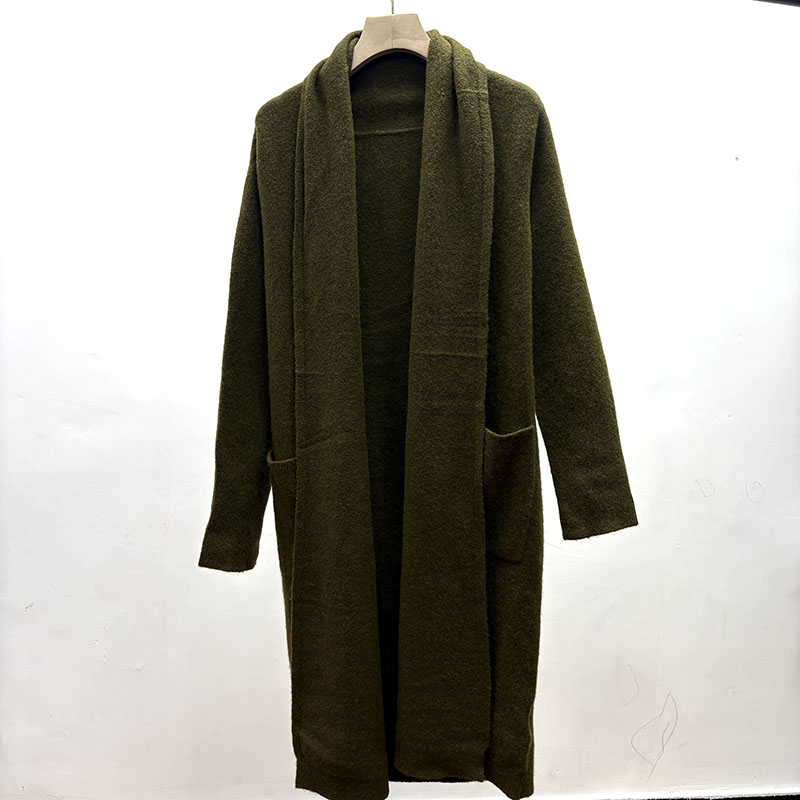 羊毛秋冬款女装软糯宽松大板型显瘦休闲风外搭毛衣中长款开衫外套