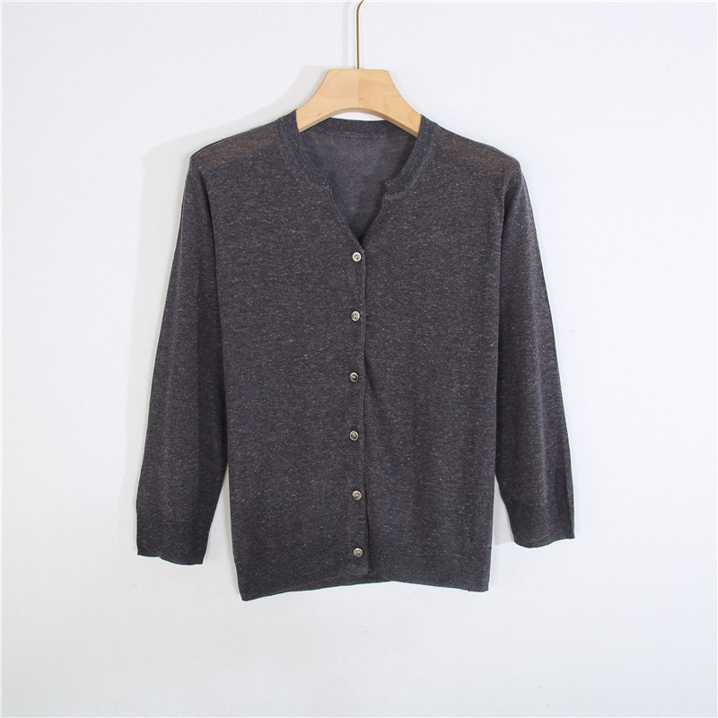 100%7分袖超薄单排扣超色小开衫