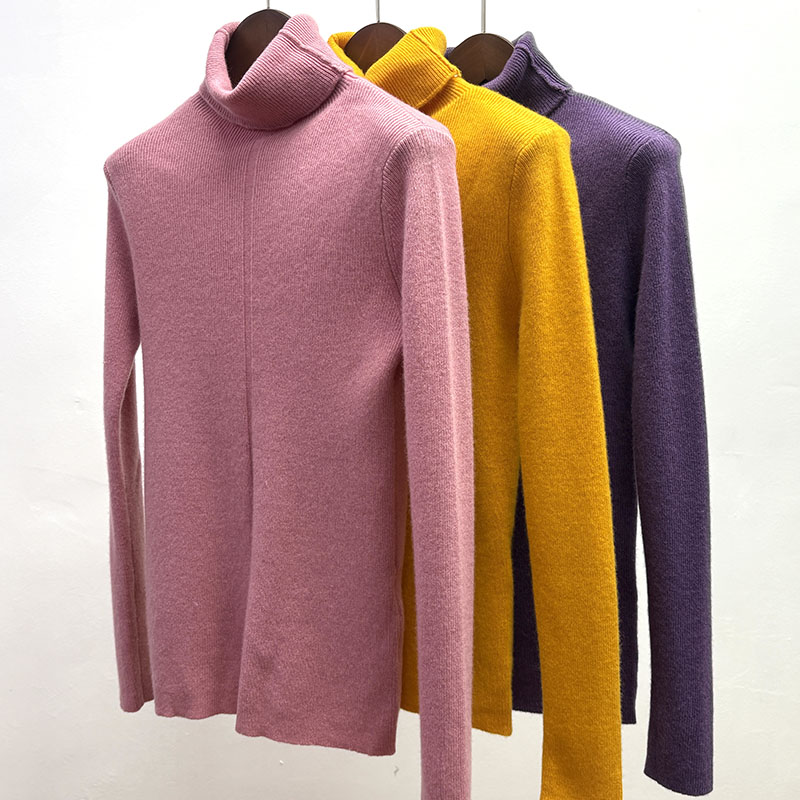 羊毛羊绒秋冬款女装软糯厚款高领保暖打底衫毛衣简约风百搭套头