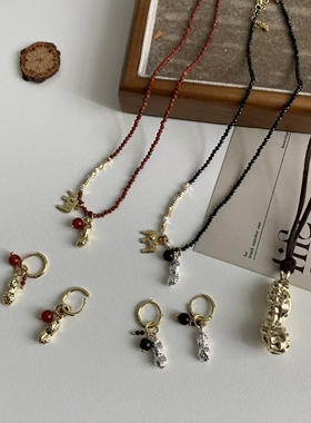幸运编绳项链女好事花生项链清新甜美小众多元素耳扣耳环配饰