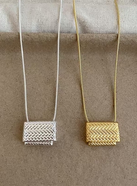 冷淡风编织包包金属吊坠项链女韩系个性潮流时尚百搭颈链锁骨链