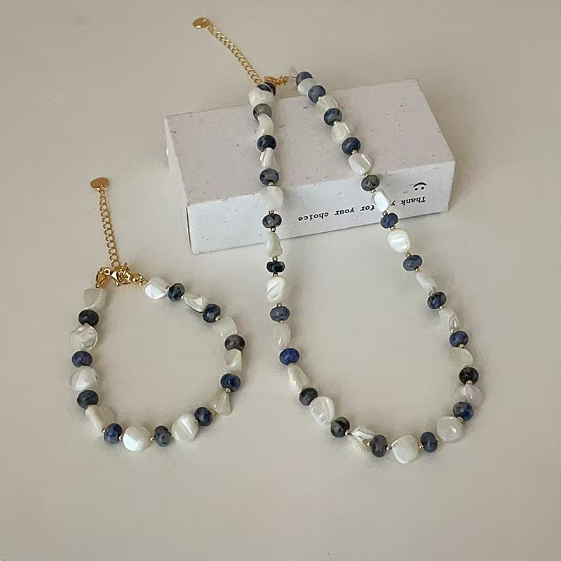 轻奢质感不规则天然石串珠项链潮流高级时尚气质颈链锁骨链新款女