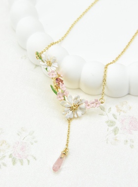 手工珐琅莫里索印象蕾丝花项链