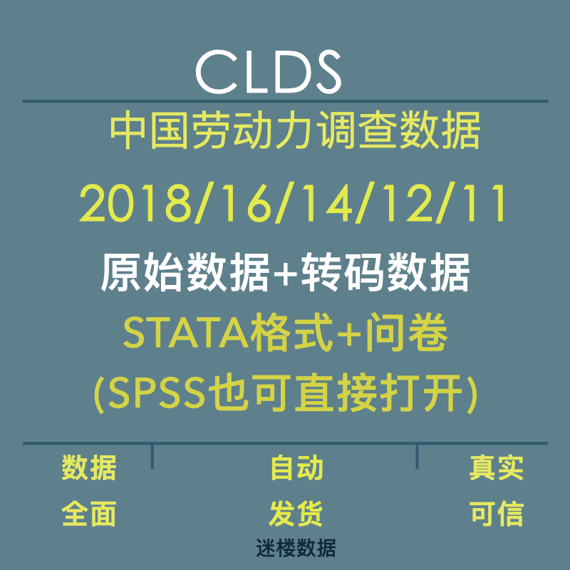 CLDS中国劳动力调查数据库STATA+问卷原始数据2018-11年STATASPSS 商务/设计服务 商务服务 原图主图