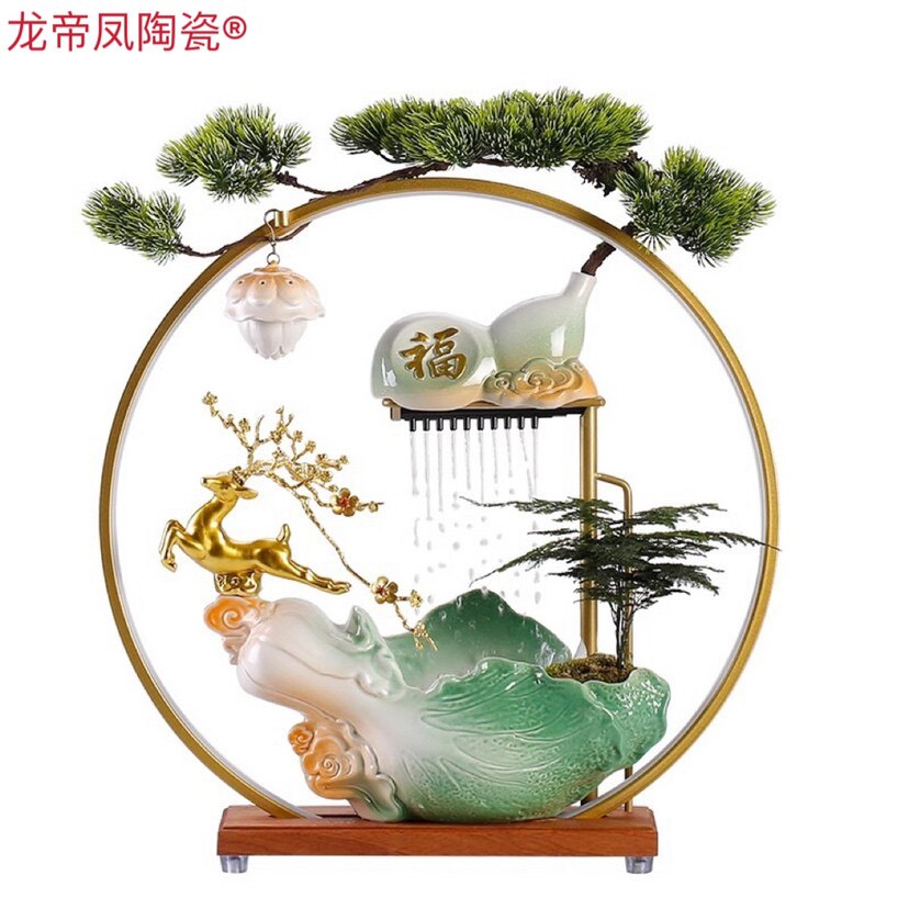 八年老店新品冲量新中式一鹿发财招财流水摆件创意循环水客厅雾化