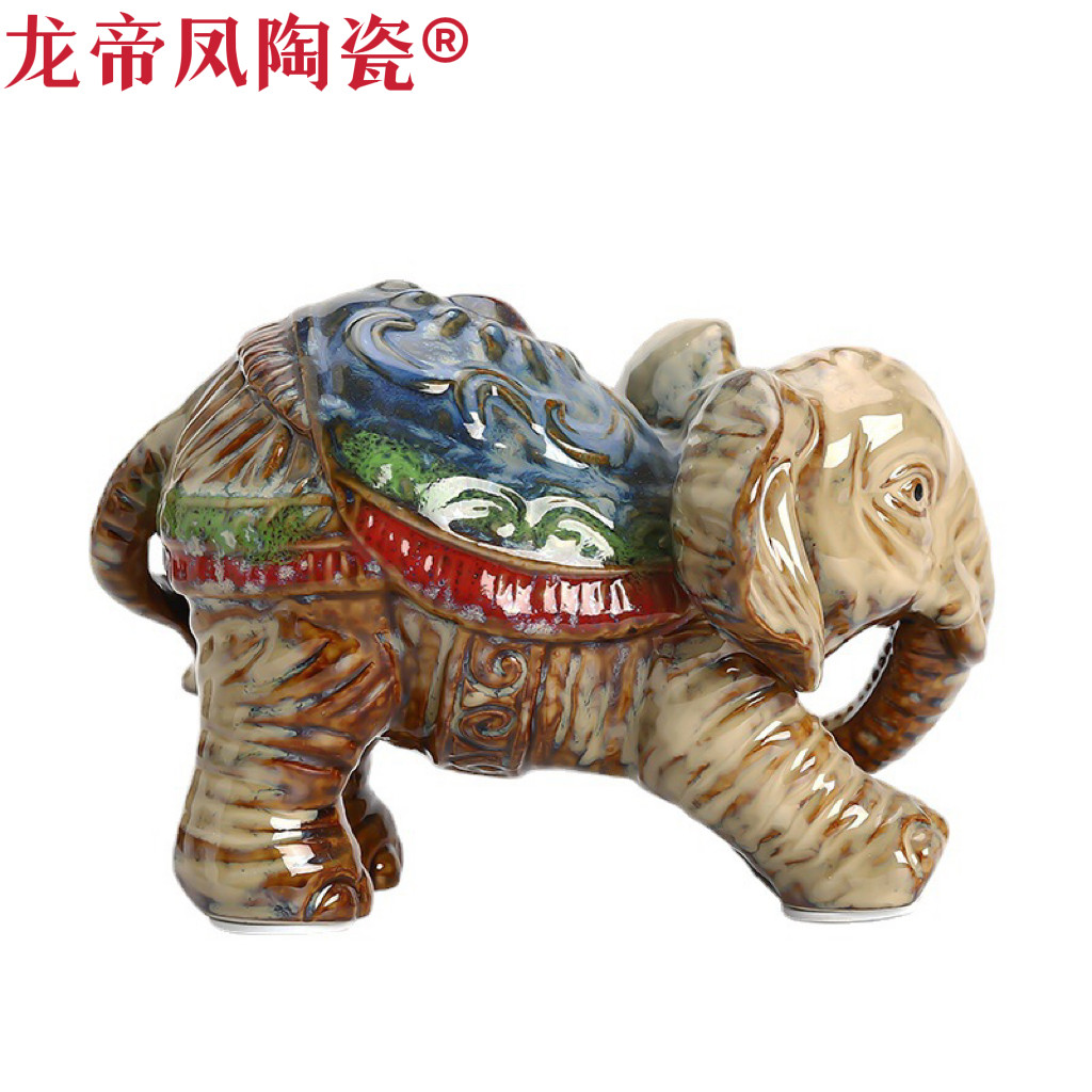 八年老店新品冲量陶瓷珍藏版时尚家居装饰品招财大象摆件大号结婚