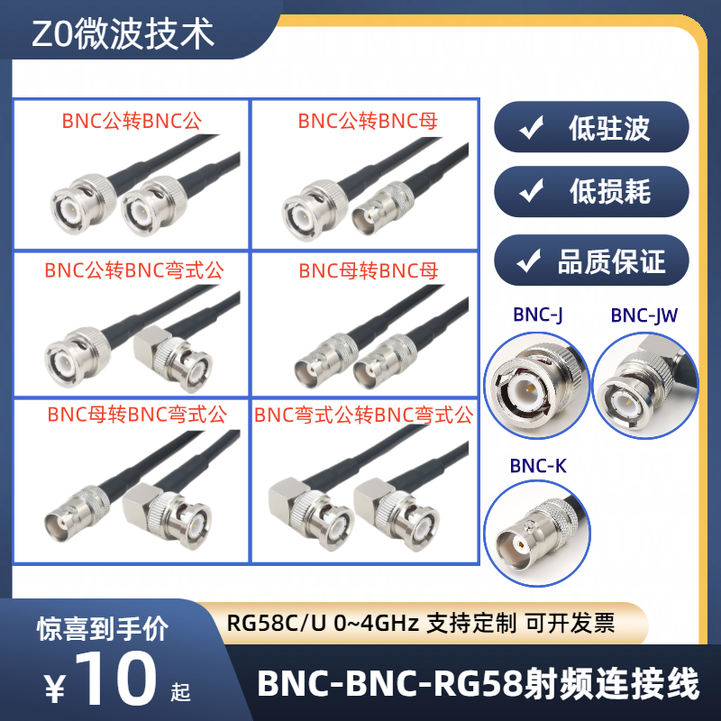 Z0微波通讯BNC转BNC连接线RG58线