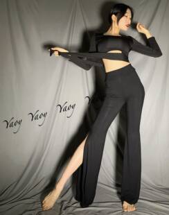 Эластичные cómodo расклешенные брюки, черная спортивная одежда, 2022 год, высокий пояс