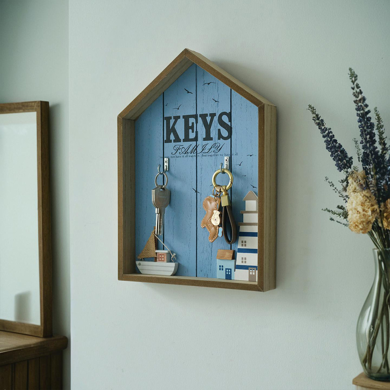 海洋风个性门口装饰钥匙盒玄关壁饰小木屋钥匙收纳盒家居装饰挂钩,收纳整理,钥匙收纳盒,淘宝优惠券,粉丝福利购,淘宝优惠卷