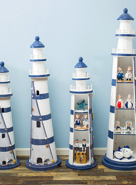 地中海洋风格木质灯塔摆件家居装饰品创意拍摄道具摆设海边纪念品