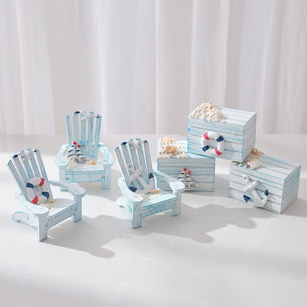 地中海风格迷你沙滩椅摆设儿童房海洋风桌面小盒子摆件拍摄小道具