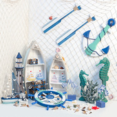 地中海装 组合陈列摆设海盗船主题活动道具用品 饰摆件复古海洋风格