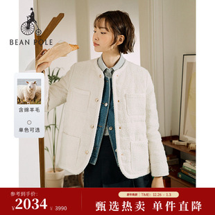 BEANPOLE滨波 含绵羊毛 2025年秋冬女士粗花呢小香风棉服 新品
